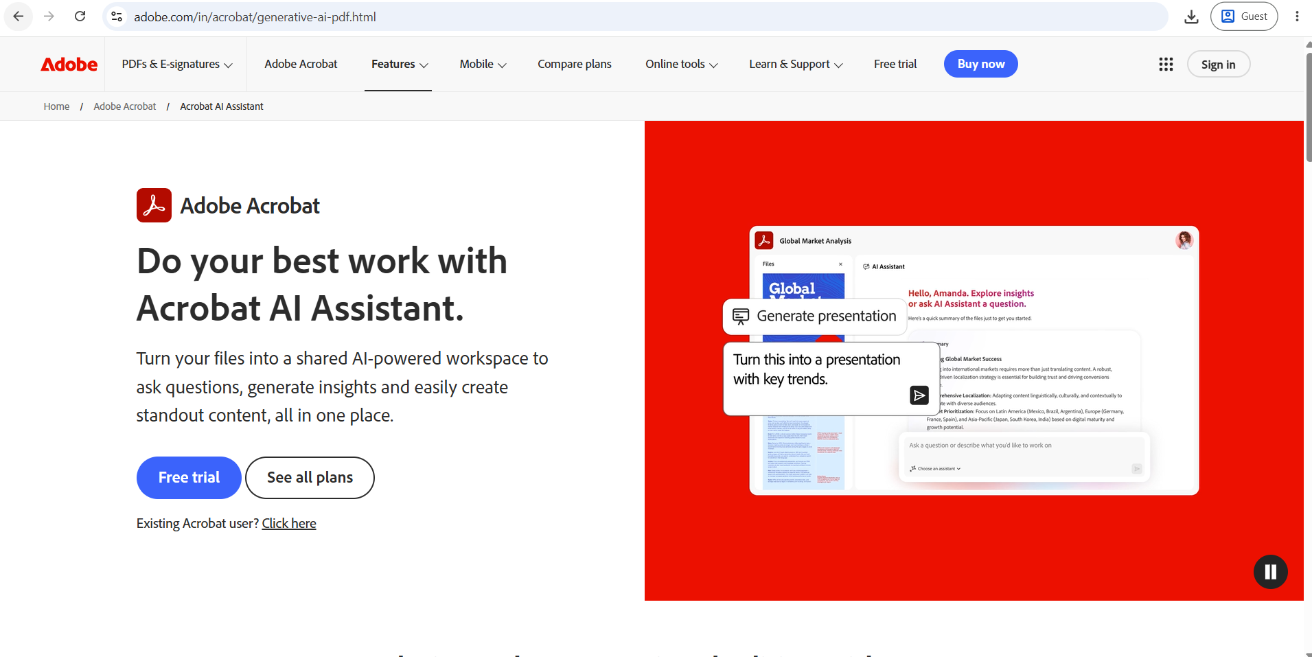 Adobe Acrobat AI Assistant Interface Screenshot